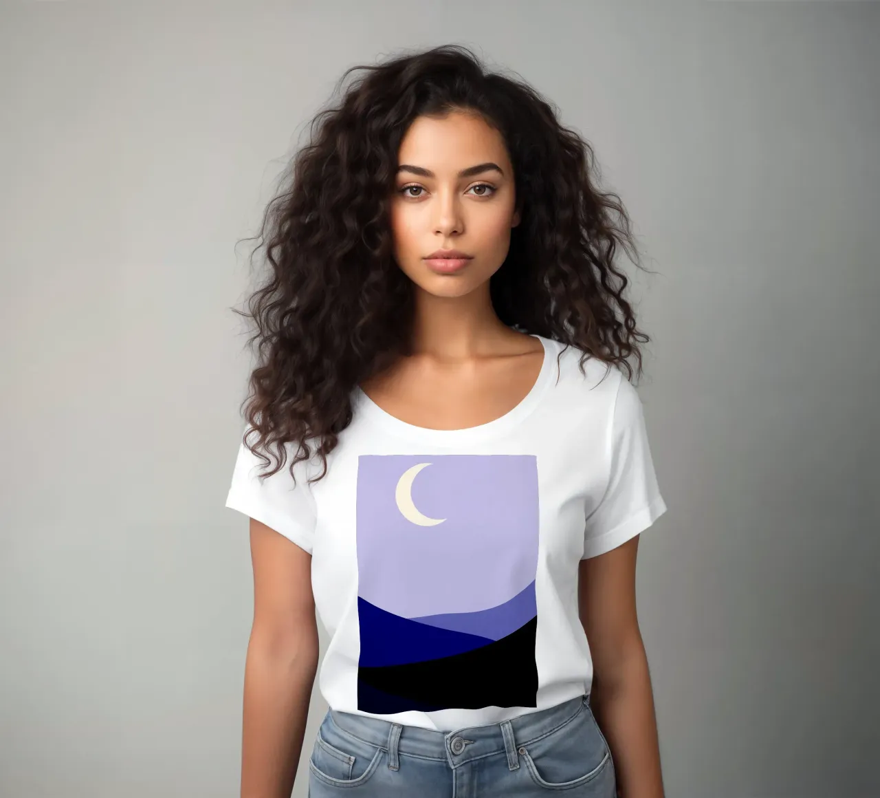 Crescent moon in the dessert Abstract Art women's fitted t-shirt by Bulaxtims