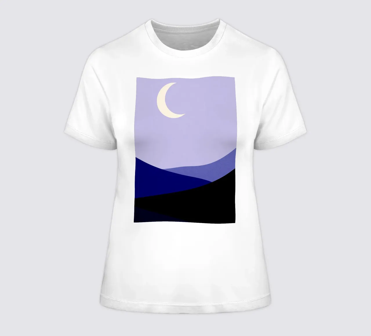 Crescent moon in the dessert Abstract Art women's fitted t-shirt by Bulaxtims
