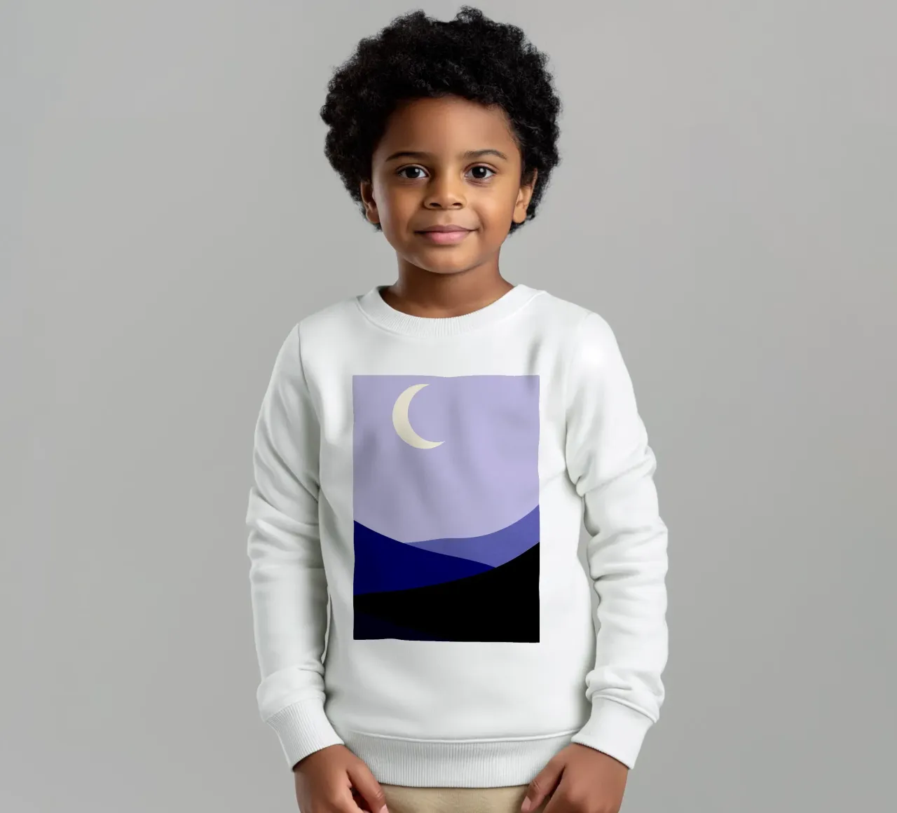 Mondsichel in der Wüste Abstrakte Kunst Kinder Sweatshirt von Bulaxtims