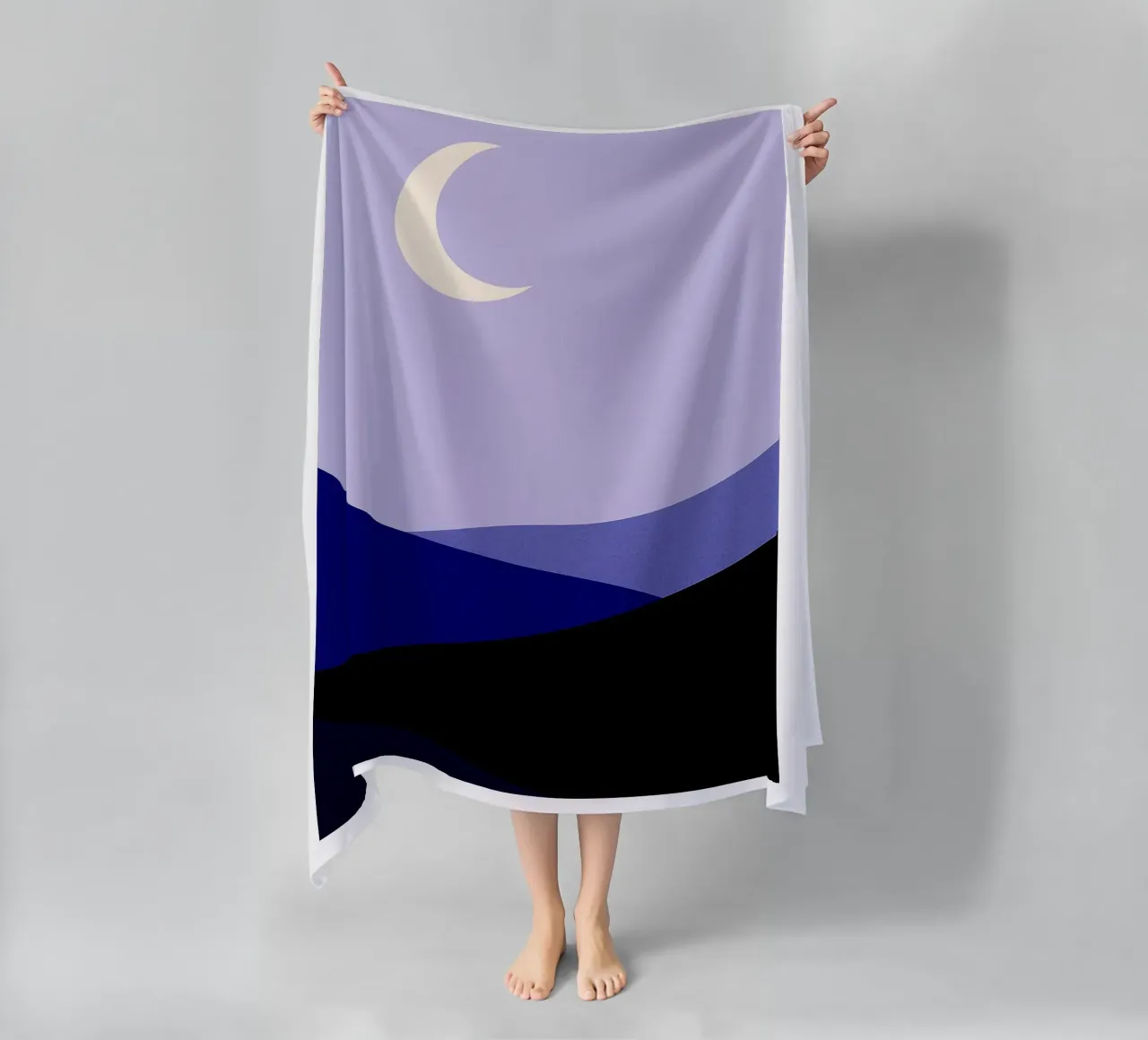 Halve maan in de woestijn Abstracte Kunst strandhanddoek van Bulaxtims