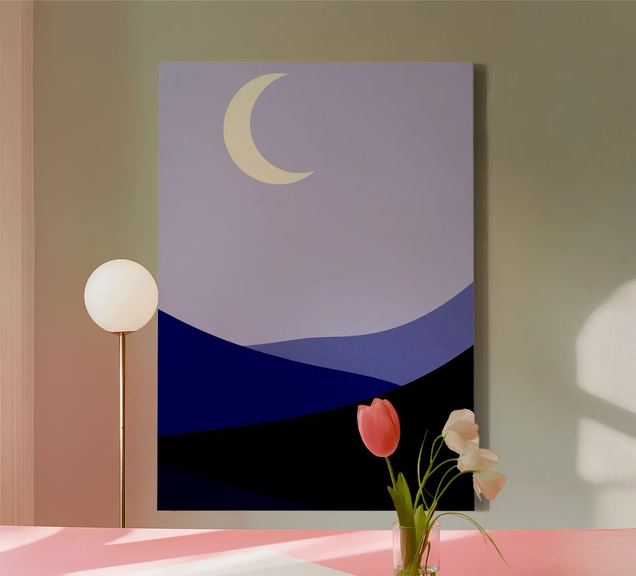 Crescent moon in the dessert Abstract Art canvas by Bulaxtims