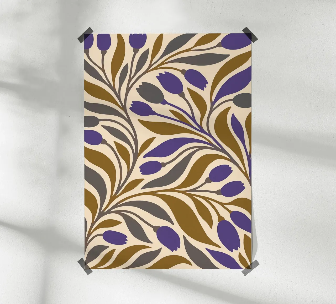 Bloemen abstracte kunst poster met kunststof frame van Bulaxtims