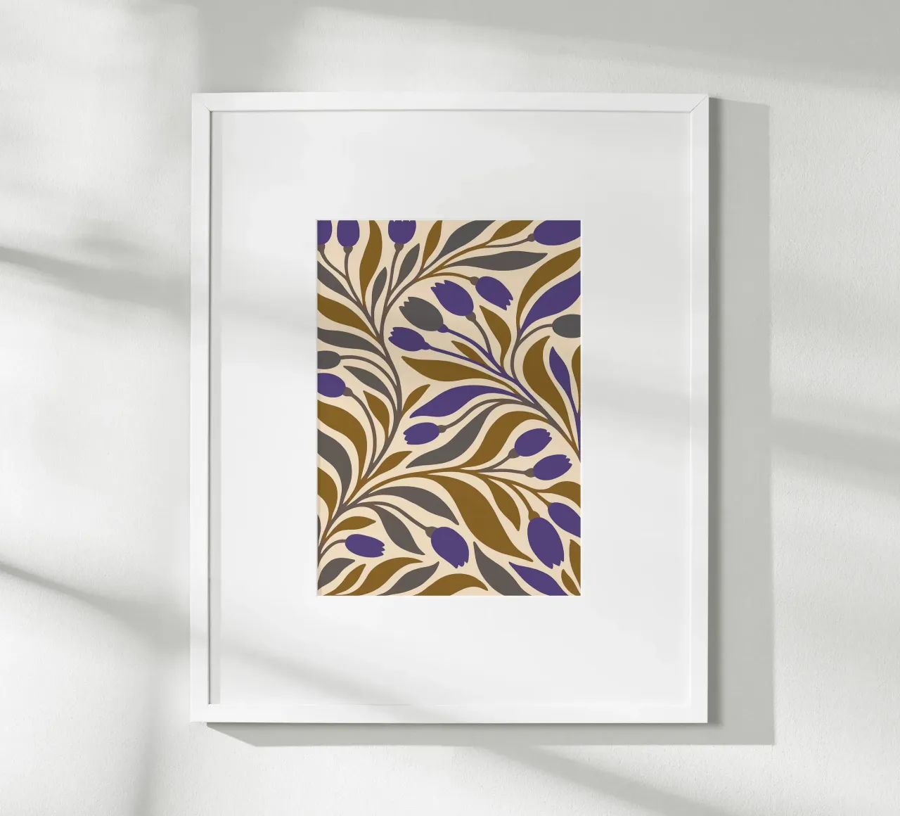 Bloemen abstracte kunst poster met kunststof frame van Bulaxtims