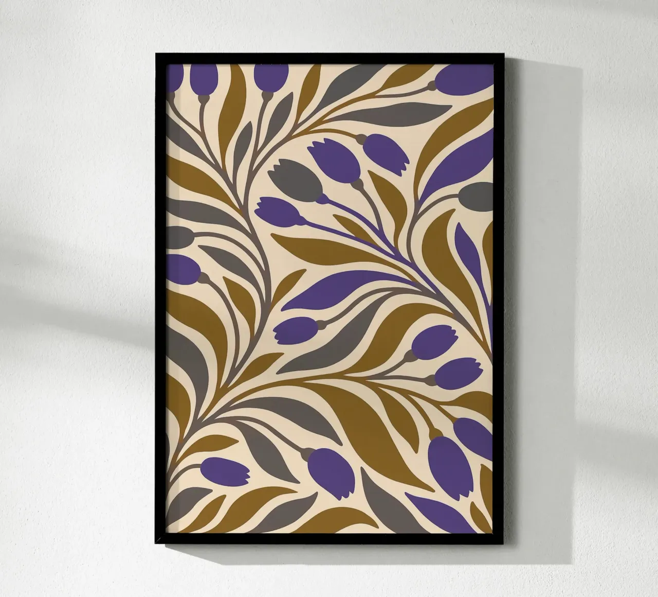 Bloemen abstracte kunst poster met kunststof frame van Bulaxtims