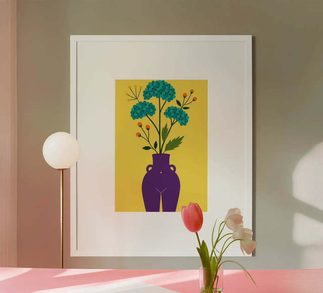 Arte astratta floreale poster con telaio in legno da Bulaxtims