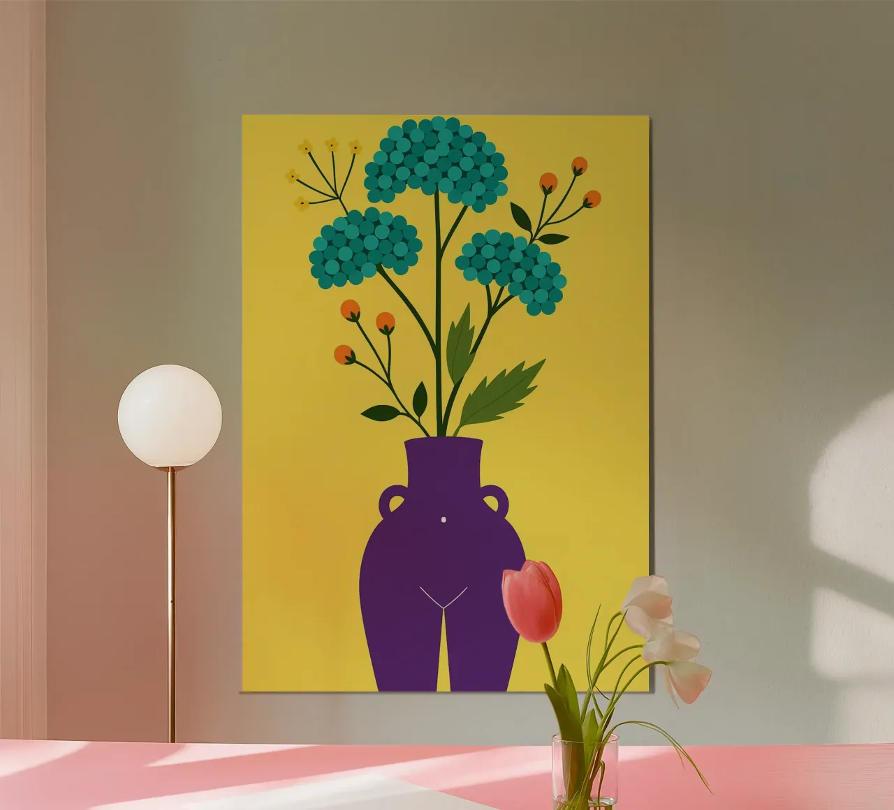 Arte astratta floreale poster con telaio in legno da Bulaxtims