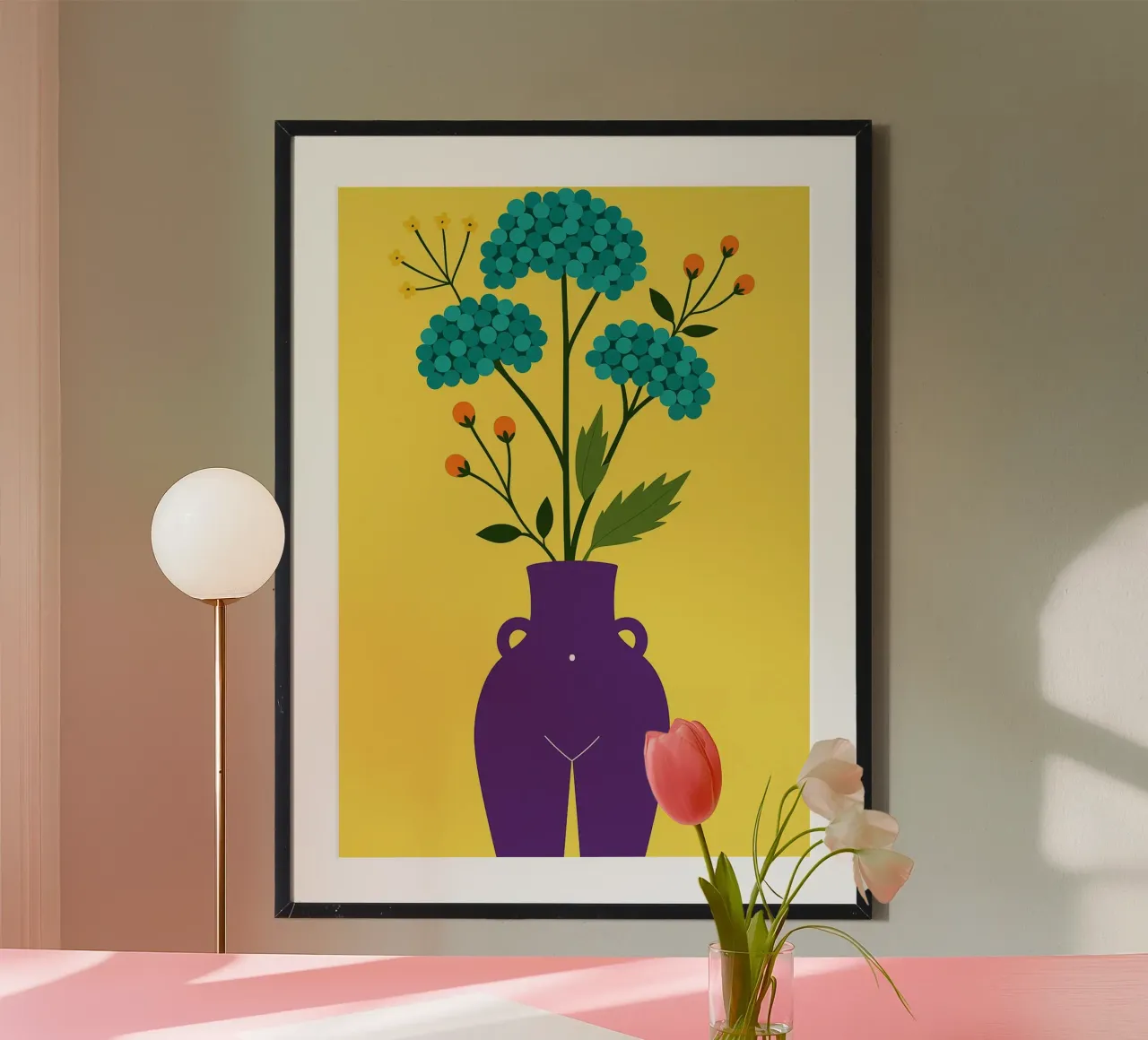 Arte astratta floreale poster con telaio in legno da Bulaxtims
