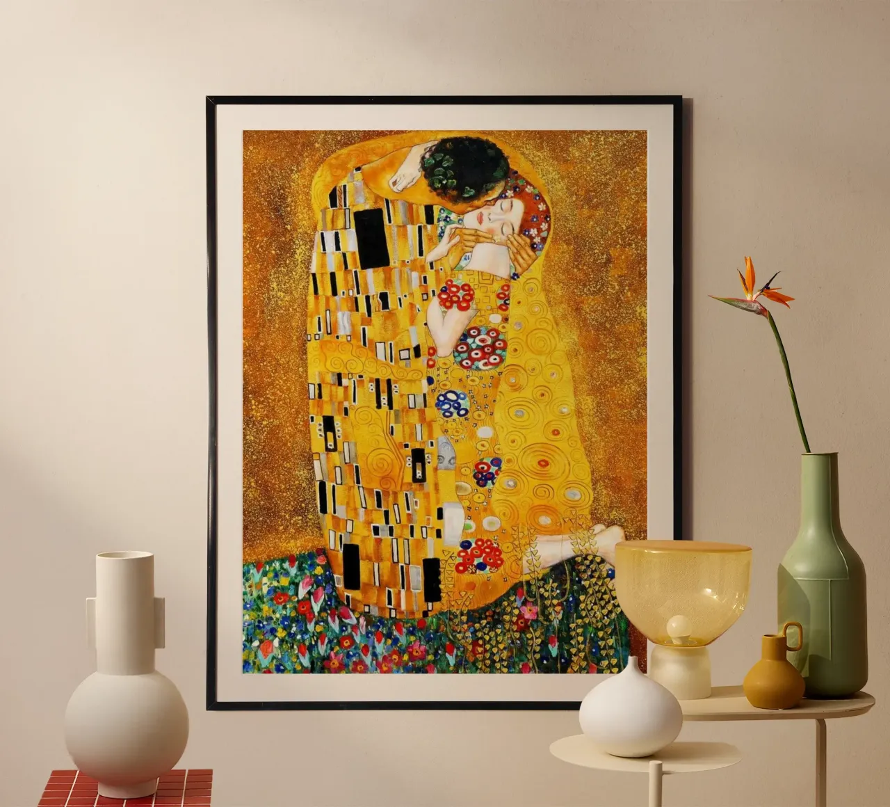 Gustav Klimt il bacio poster con telaio in alluminio da DuncanBennett shop