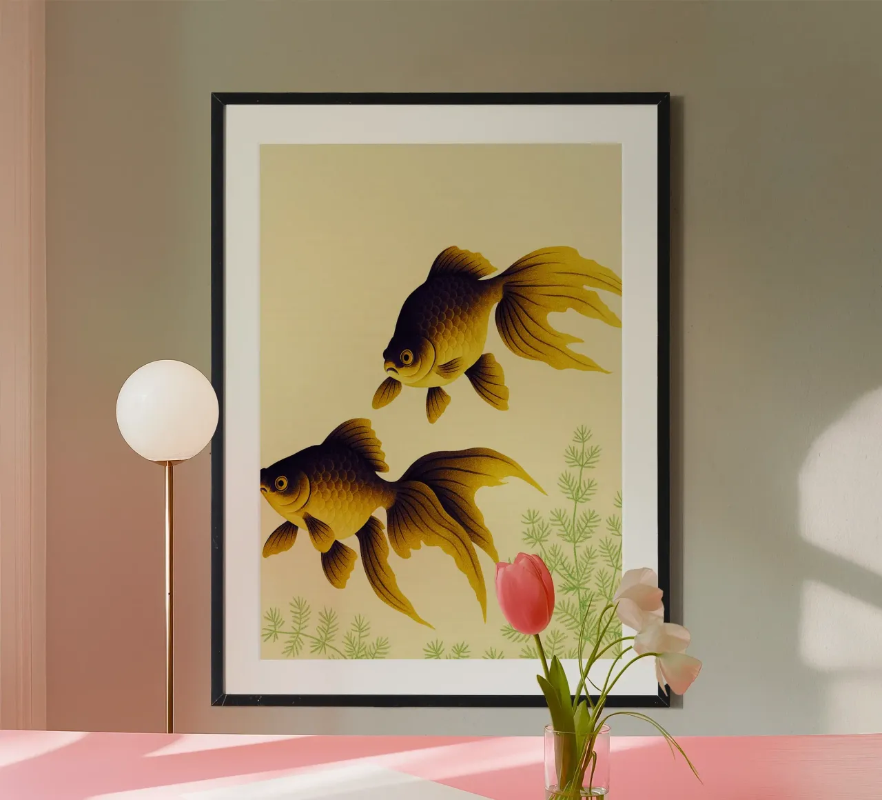 Pesce rosso Arte astratta poster con telaio in alluminio da Bulaxtims