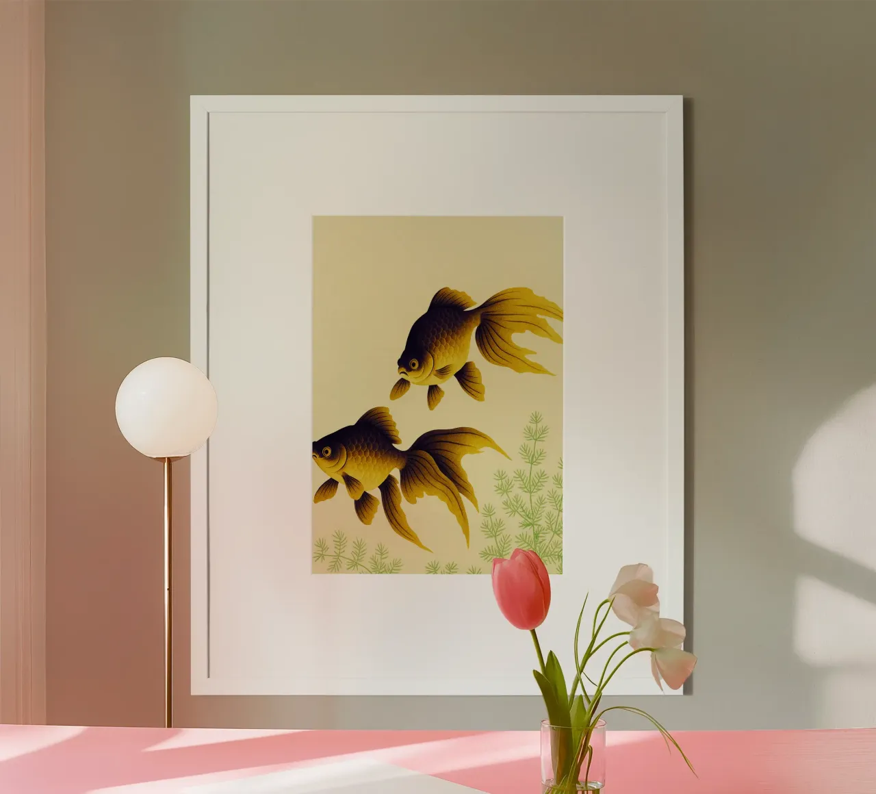 Pesce rosso Arte astratta poster con telaio in alluminio da Bulaxtims