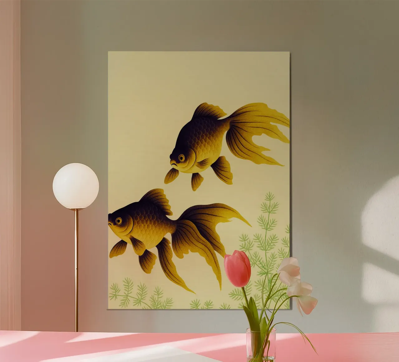 Pesce rosso Arte astratta poster con telaio in alluminio da Bulaxtims