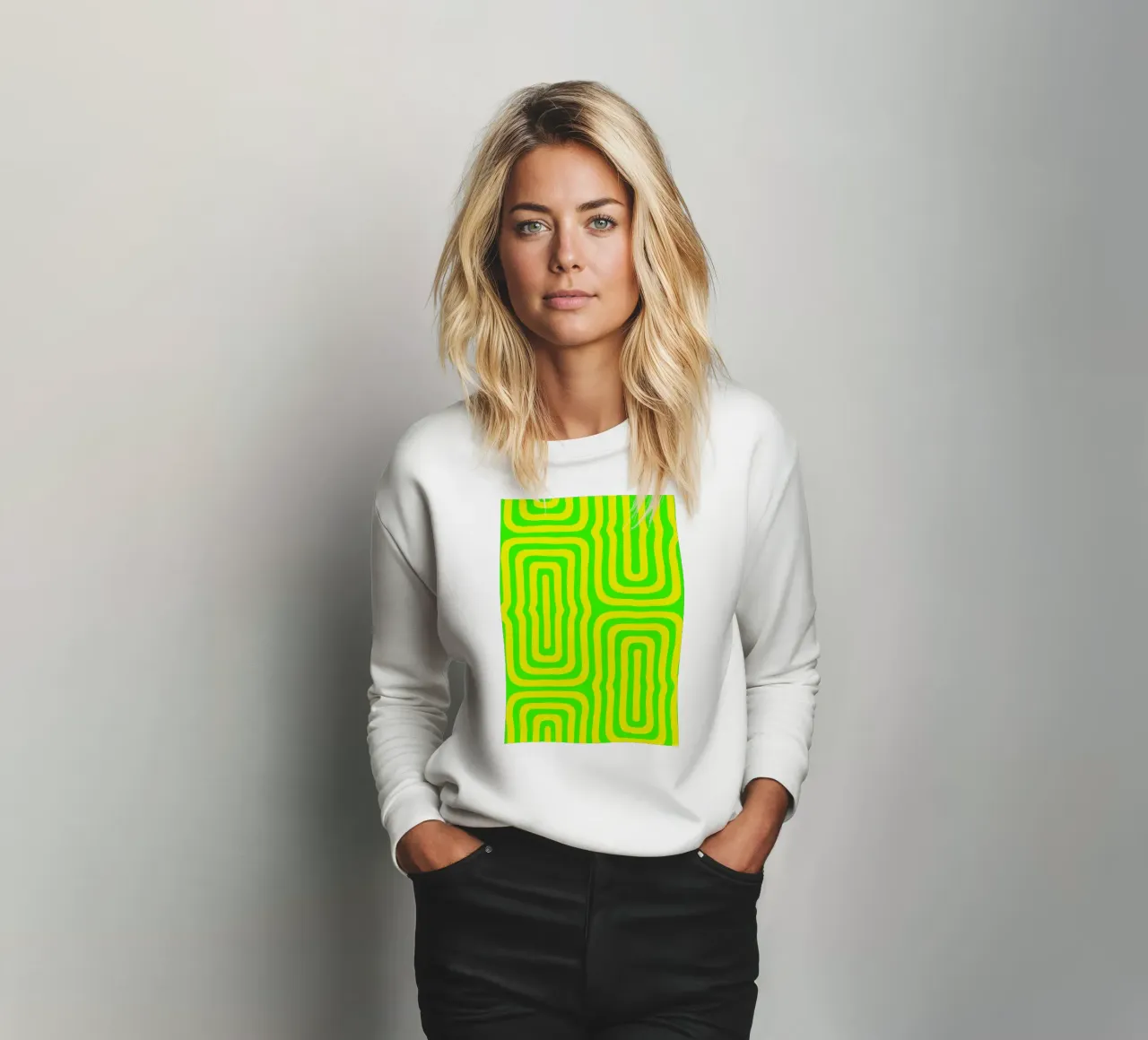 Ligne verte jaune art abstrait sweat de Bulaxtims
