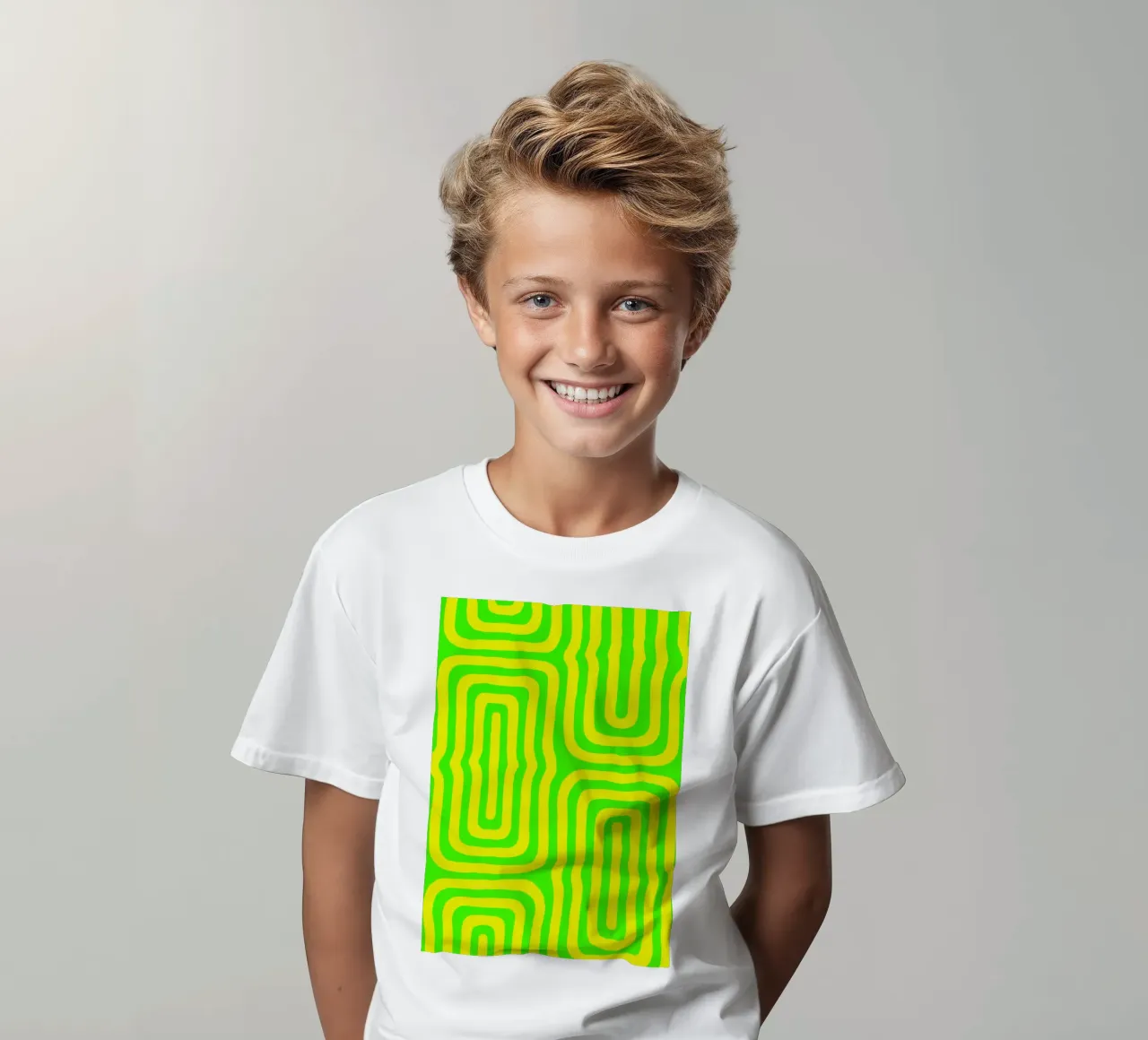 Green Yellow Line Abstract Art kids t-shirt by Bulaxtims