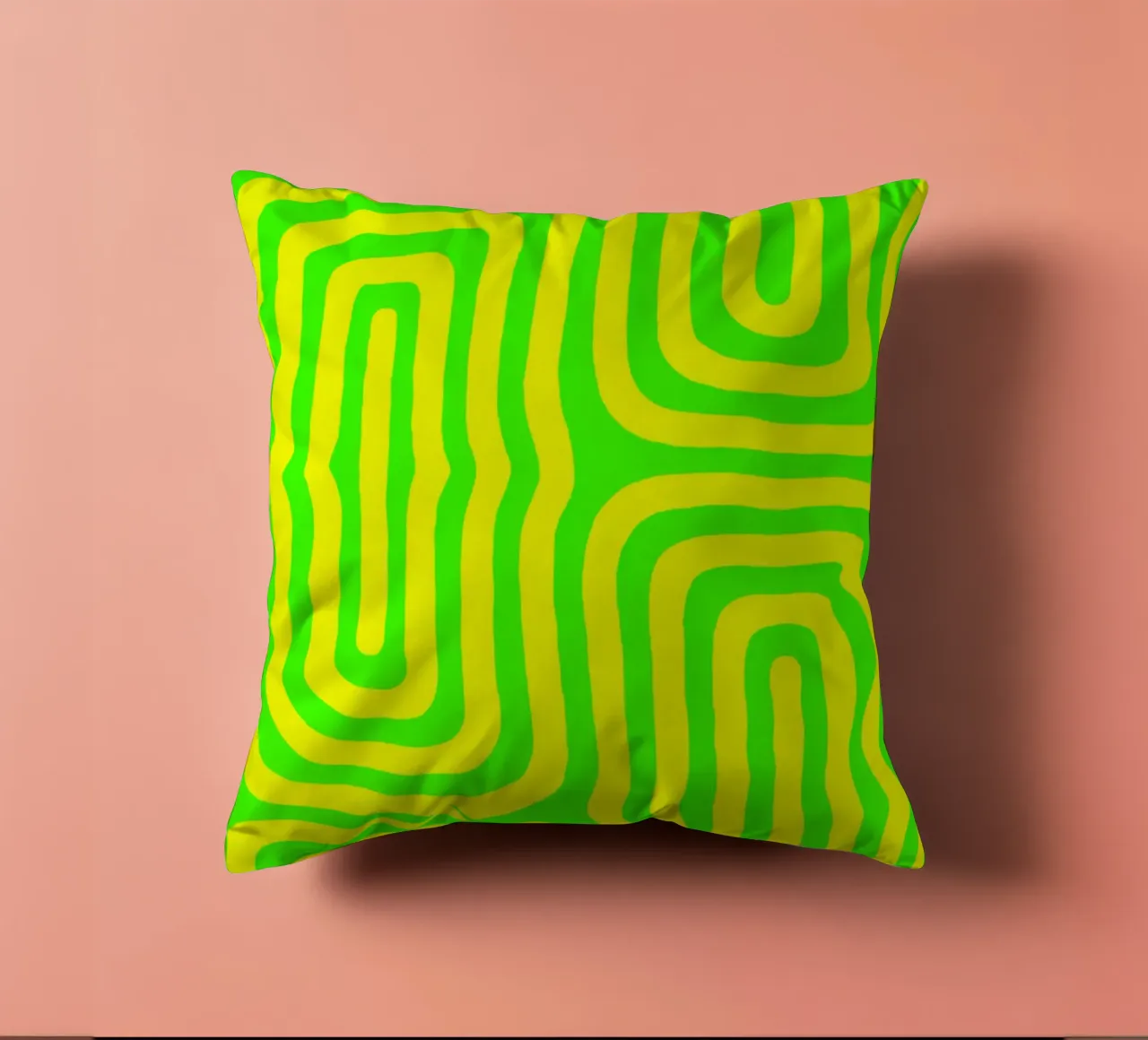 Green Yellow Line Abstract Art decorative cushion by Bulaxtims