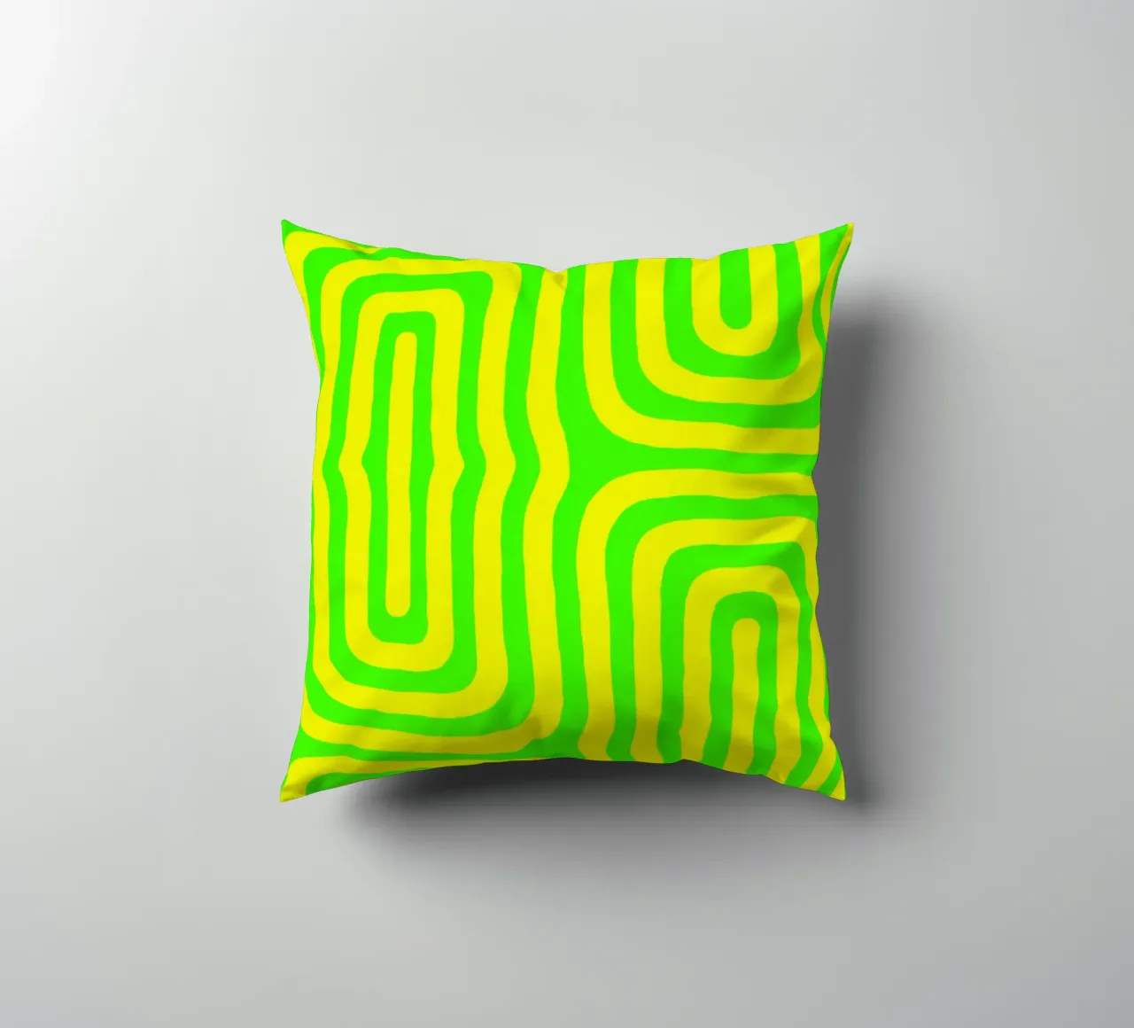 Green Yellow Line Abstract Art decorative cushion by Bulaxtims