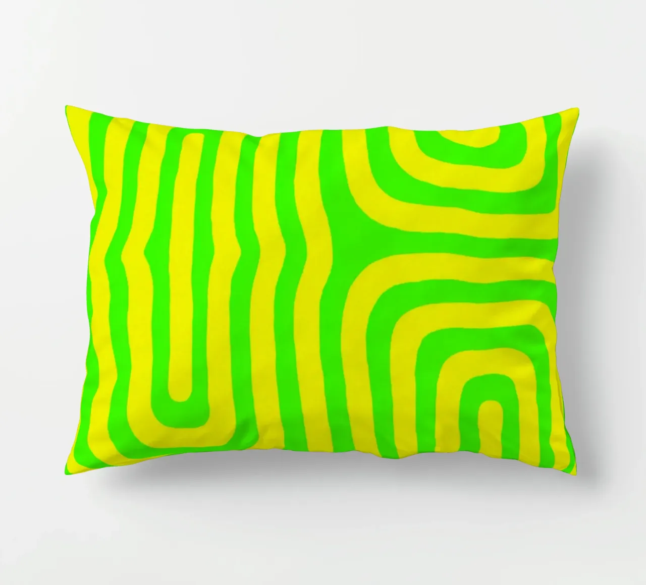 Green Yellow Line Abstract Art decorative cushion by Bulaxtims