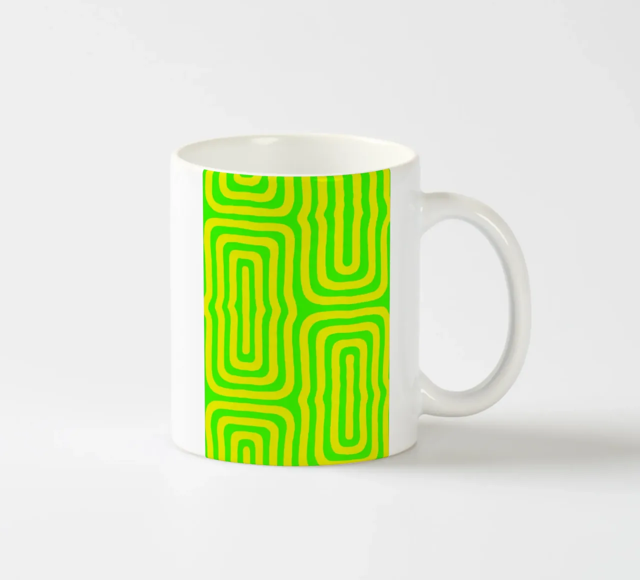 Groene Gele Lijn Abstracte Kunst keramische mok van Bulaxtims
