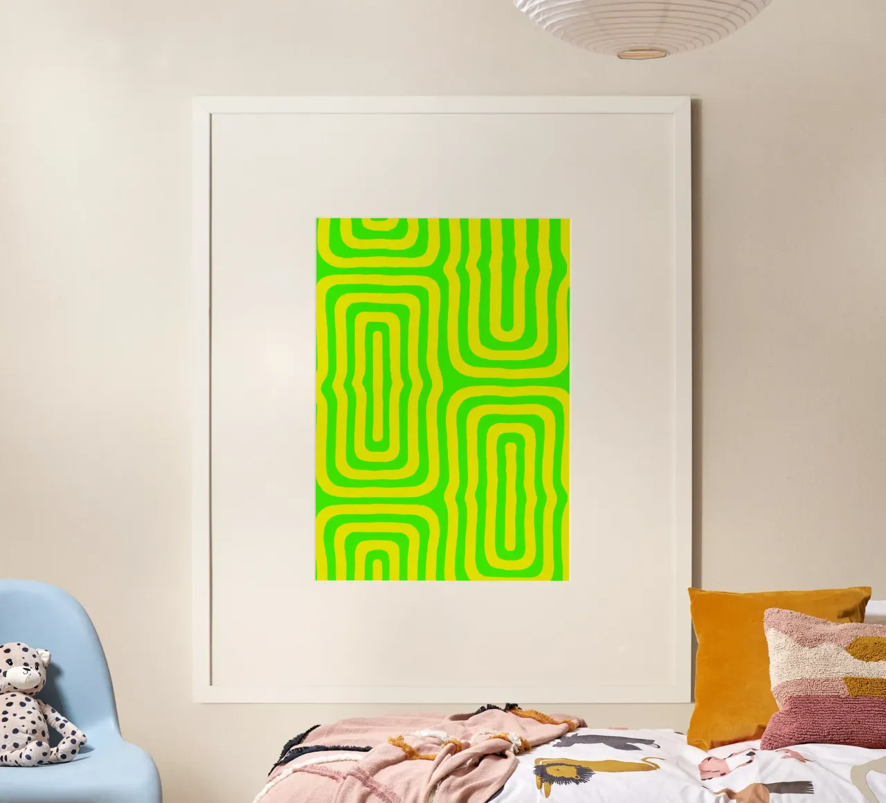 Ligne verte jaune art abstrait poster de Bulaxtims