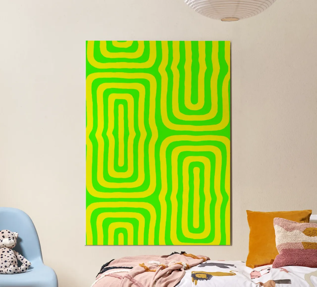 Ligne verte jaune art abstrait poster de Bulaxtims