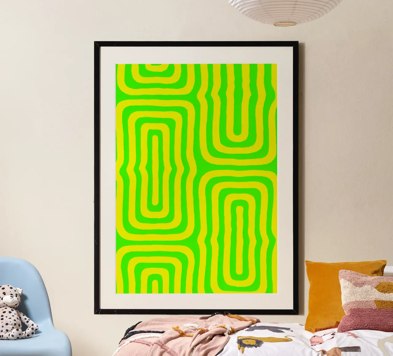 Ligne verte jaune art abstrait poster de Bulaxtims