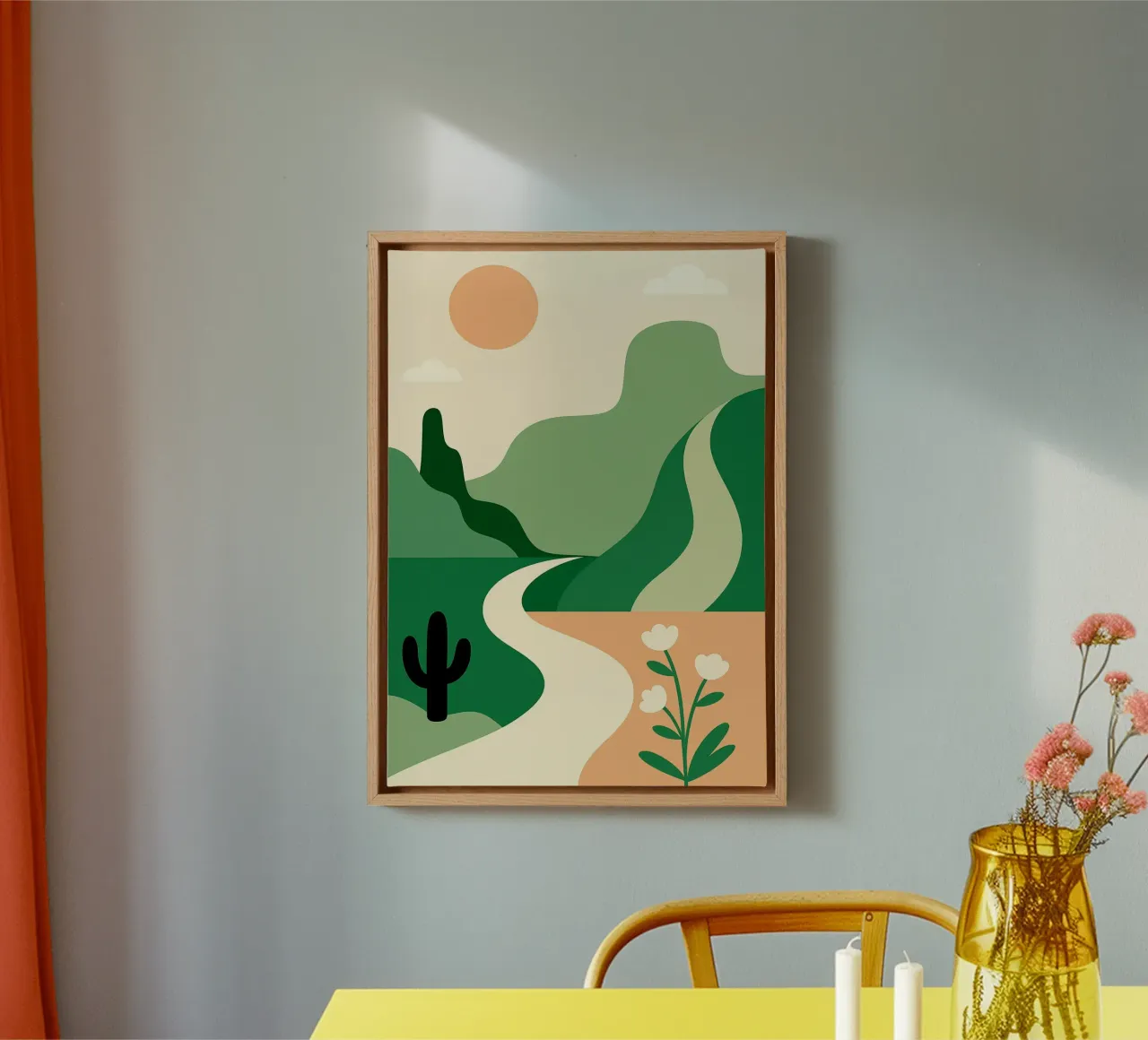 Bergpanorama abstracte kunst canvas met Baklijst van Bulaxtims