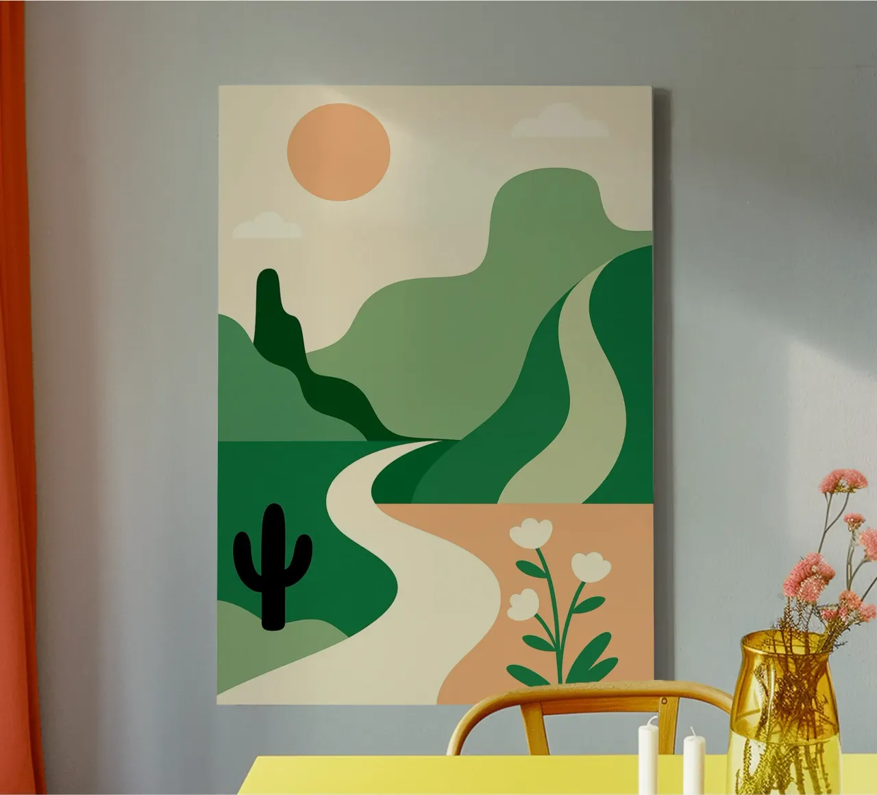Bergpanorama abstracte kunst canvas met Baklijst van Bulaxtims