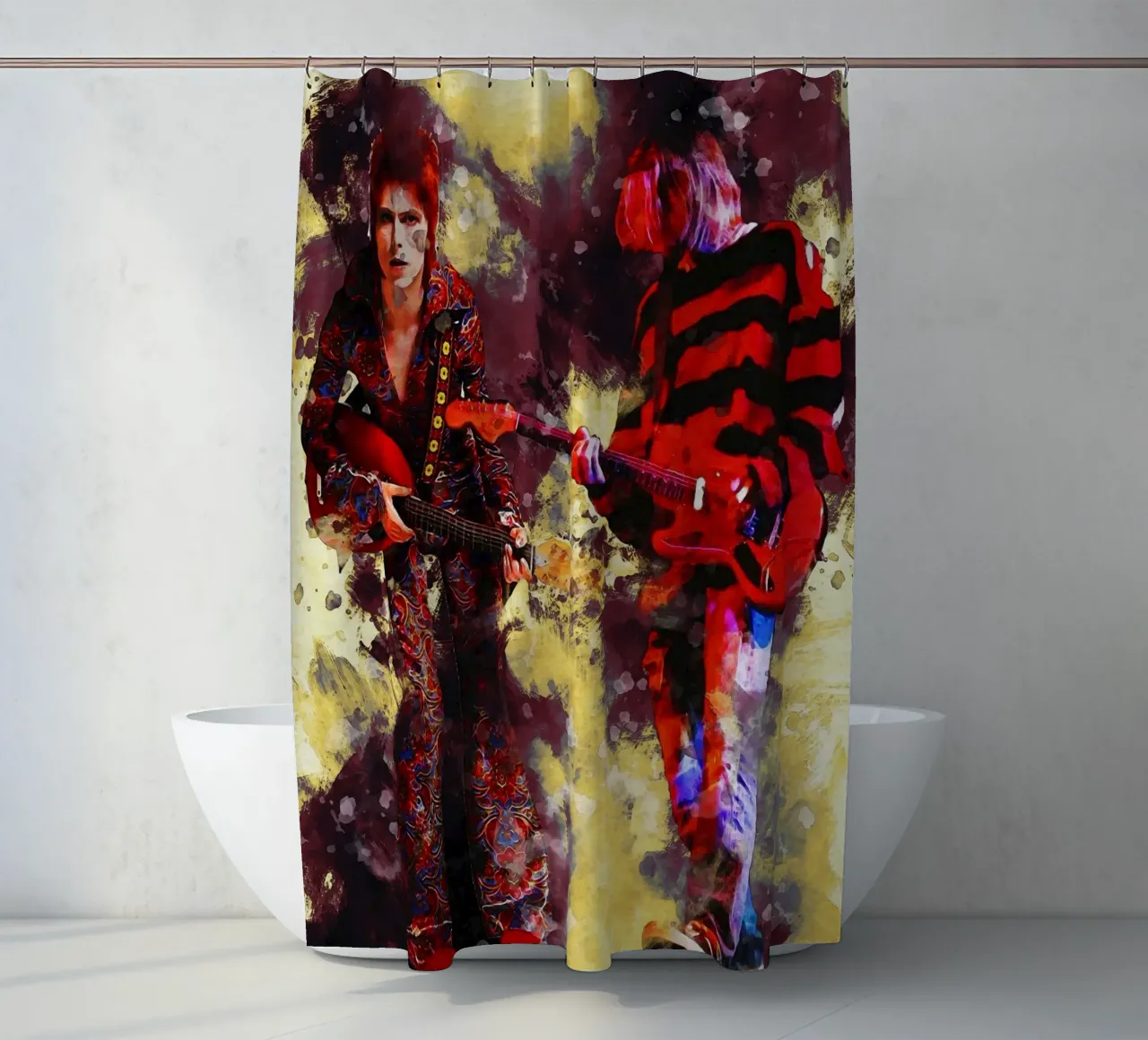 Sbaffo di Bowie e Cobain tenda da doccia da Gunawan Rb