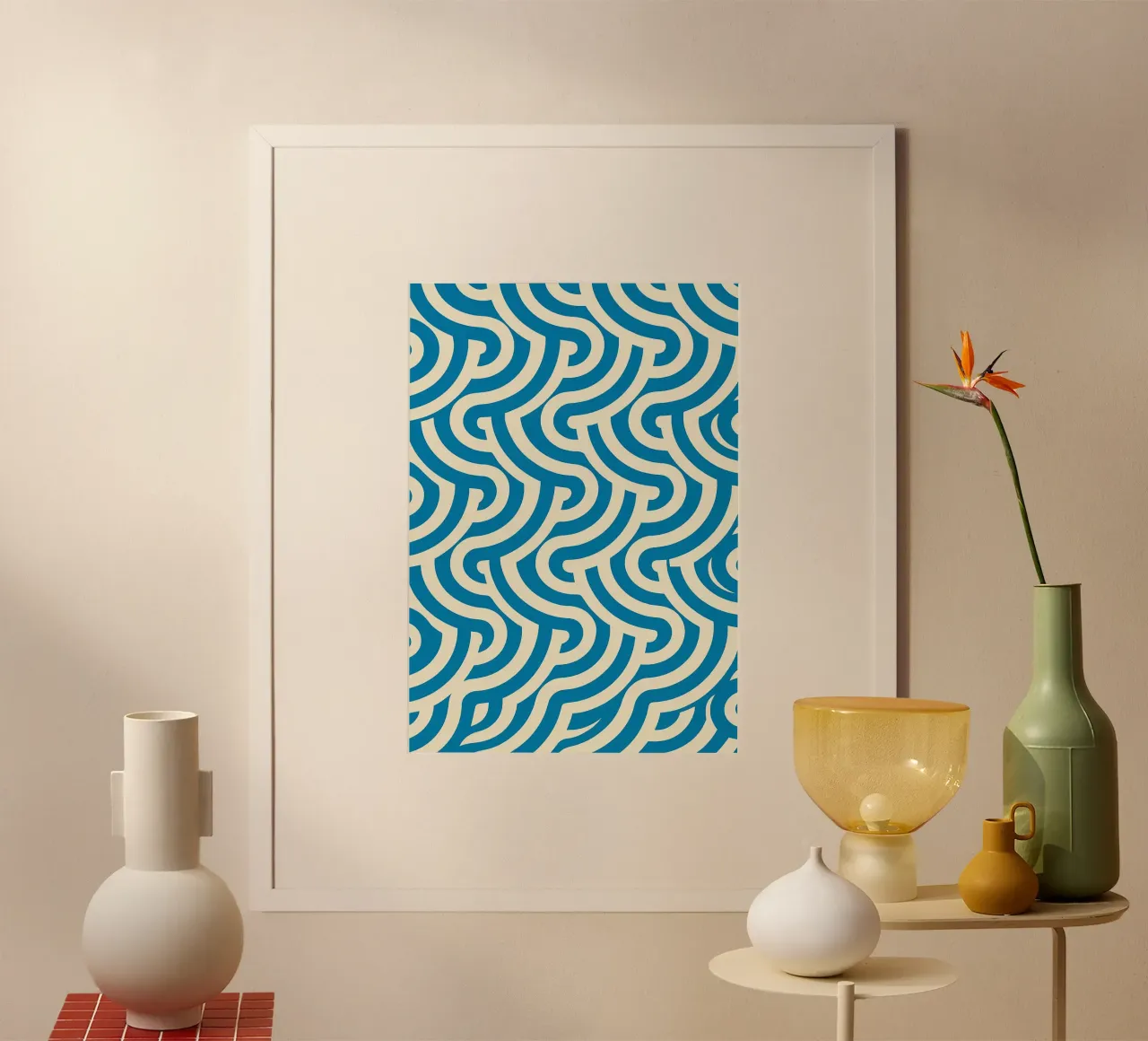 Abstracte kunst van oceaangolven poster met kunststof frame van Bulaxtims