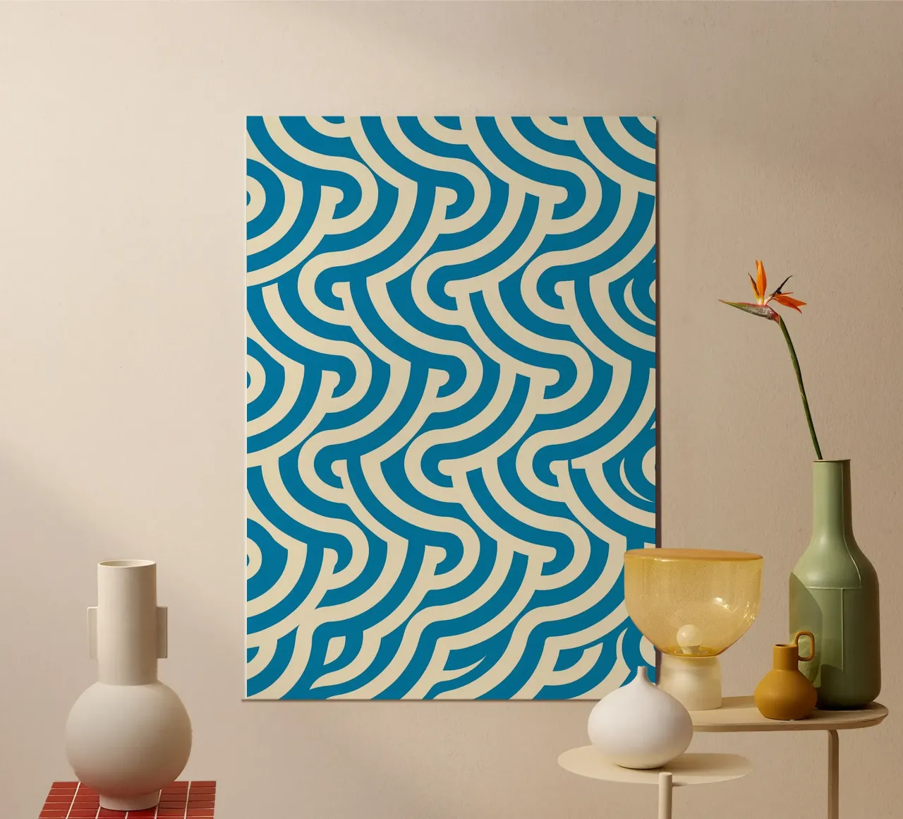 Abstracte kunst van oceaangolven poster met kunststof frame van Bulaxtims