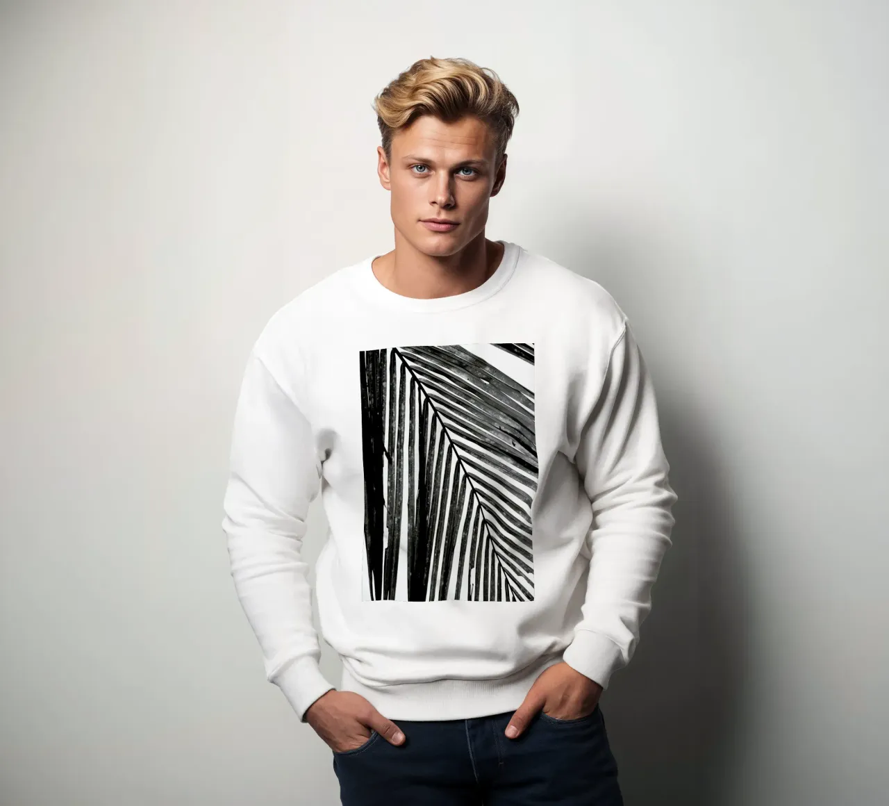 Black And White Palm Leaf felpa da Studio Nahili