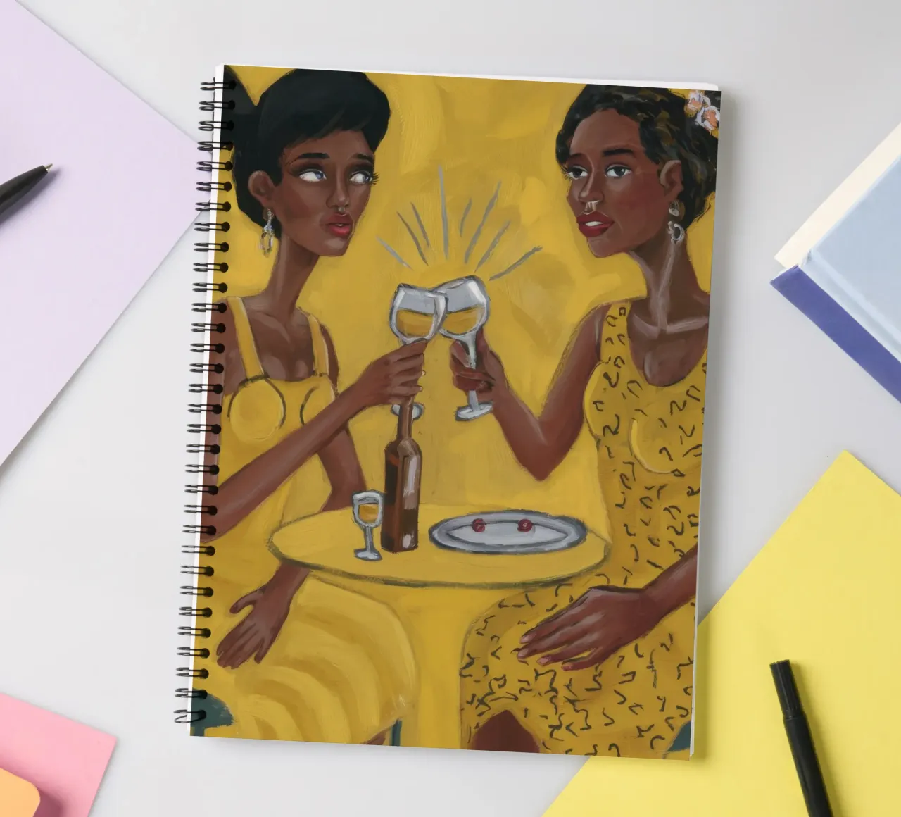 Toasting Moments spiral notebook by Ebony Carpenter