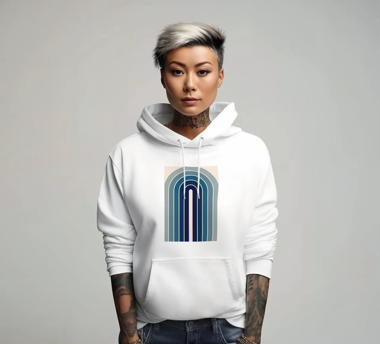 Linea arcobaleno Arte astratta felpa con cappuccio da Bulaxtims