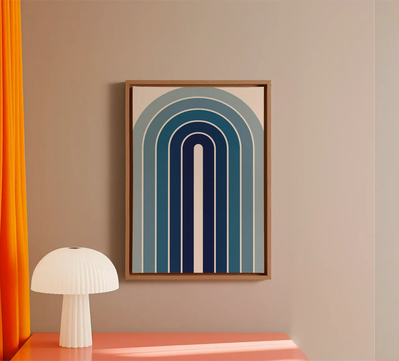 Regenboog Lijn Abstracte Kunst canvas met Baklijst van Bulaxtims