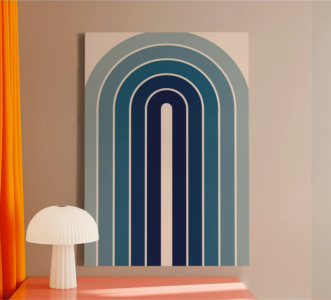 Regenboog Lijn Abstracte Kunst canvas met Baklijst van Bulaxtims