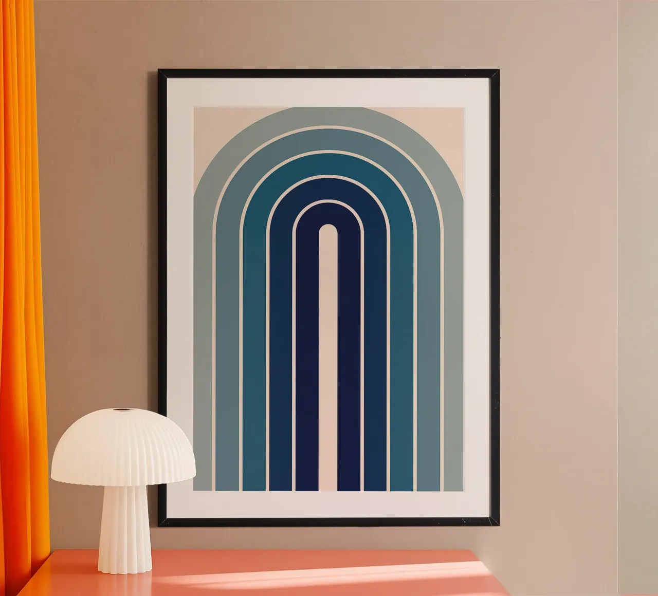 Regenboog Lijn Abstracte Kunst poster met aluminium frame van Bulaxtims