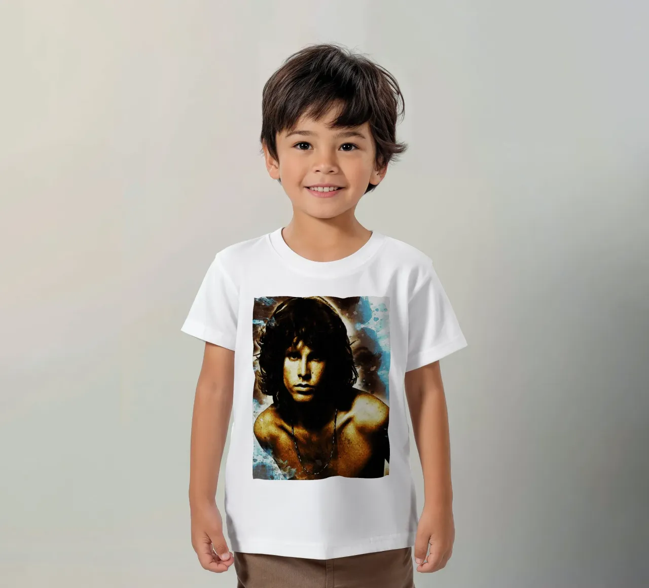Smudge of Portrait Jim Morrison kids t-shirt by Gunawan Rb