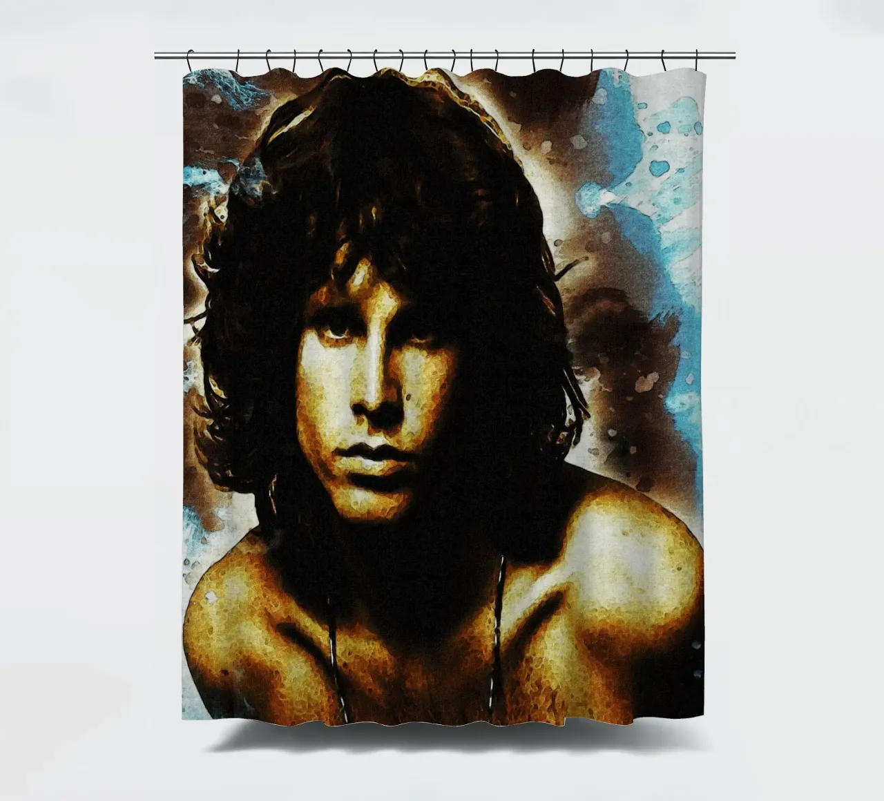 Smudge of Portrait Jim Morrison shower curtain by Gunawan Rb