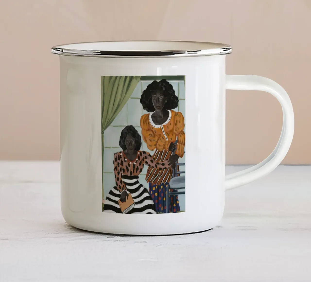 Raam Reflecties emaille mok van Ebony Carpenter
