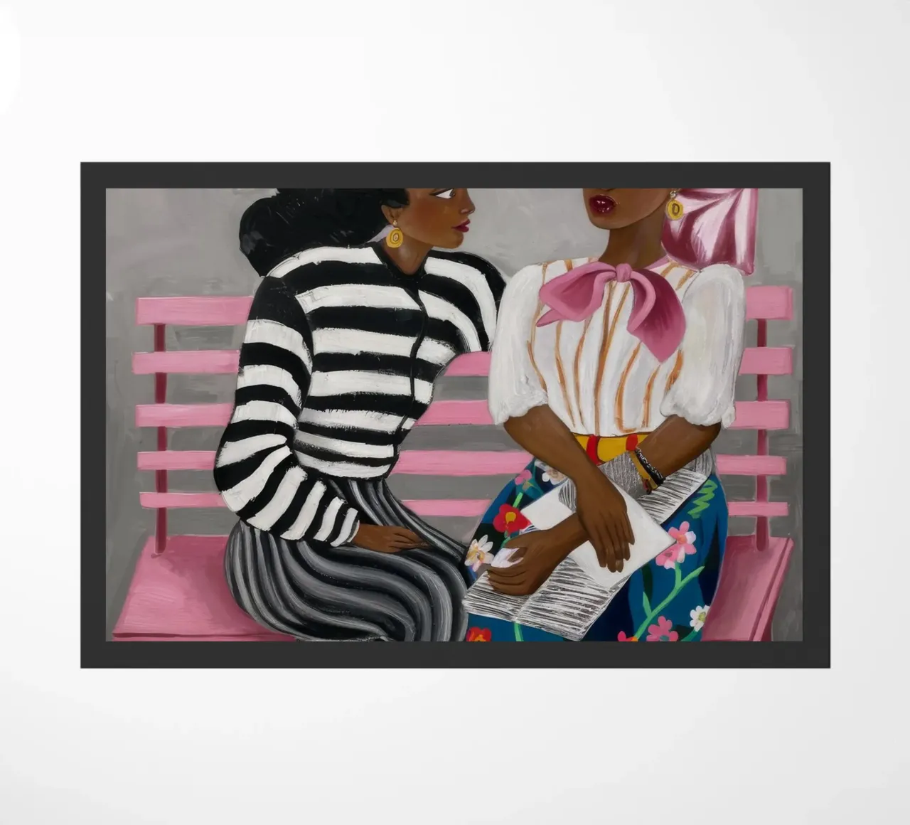 Bench Conversations doormat by Ebony Carpenter