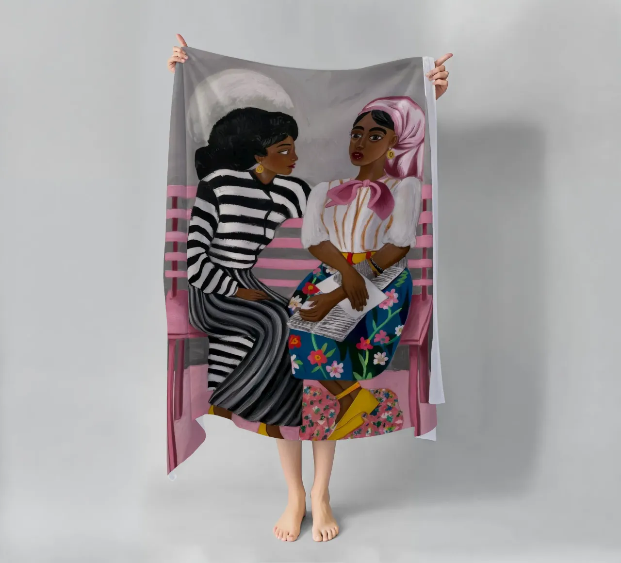 Conversazioni in panchina telo mare da Ebony Carpenter