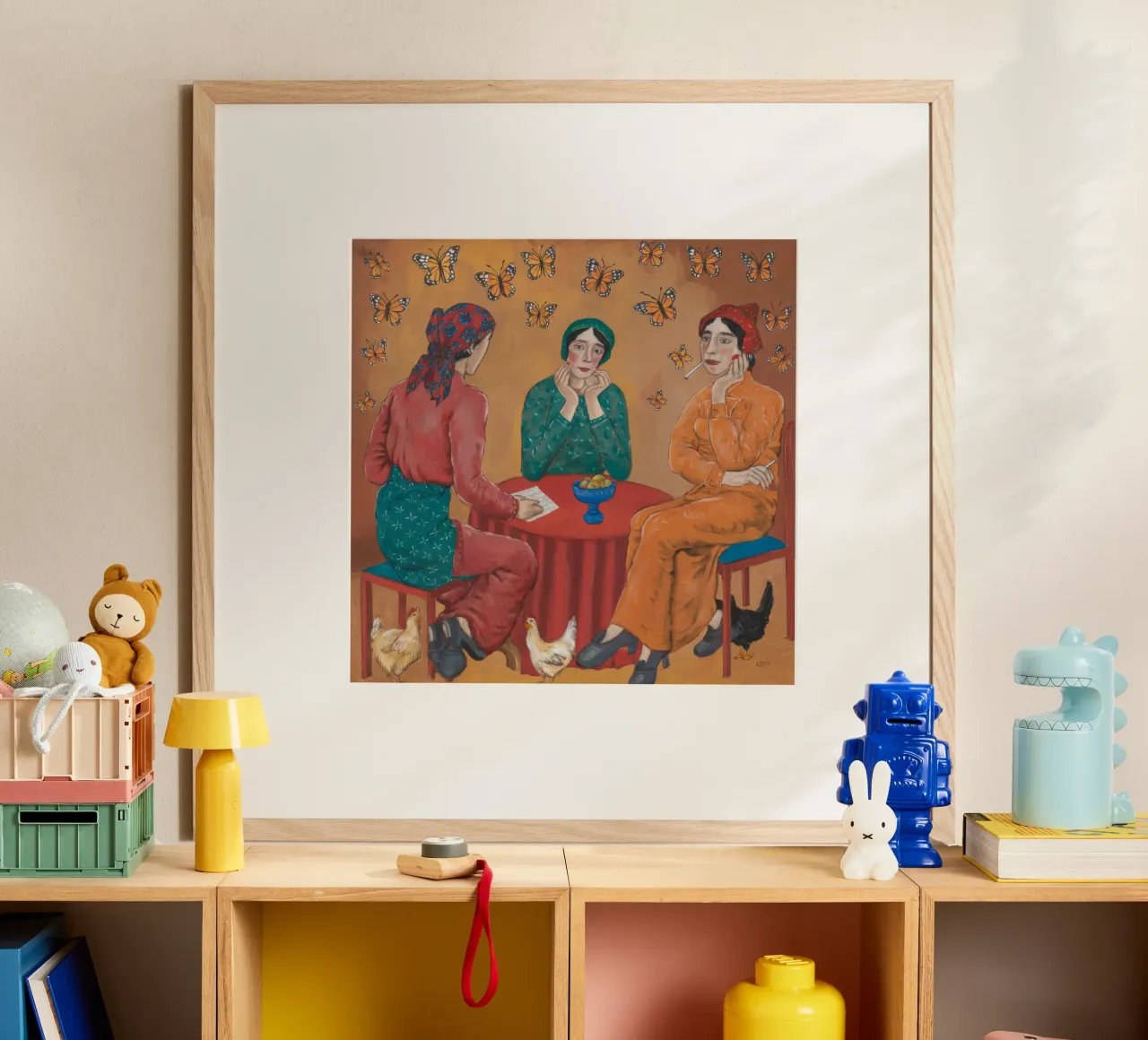 Tè alla farfalla poster con telaio in alluminio da Ebony Carpenter