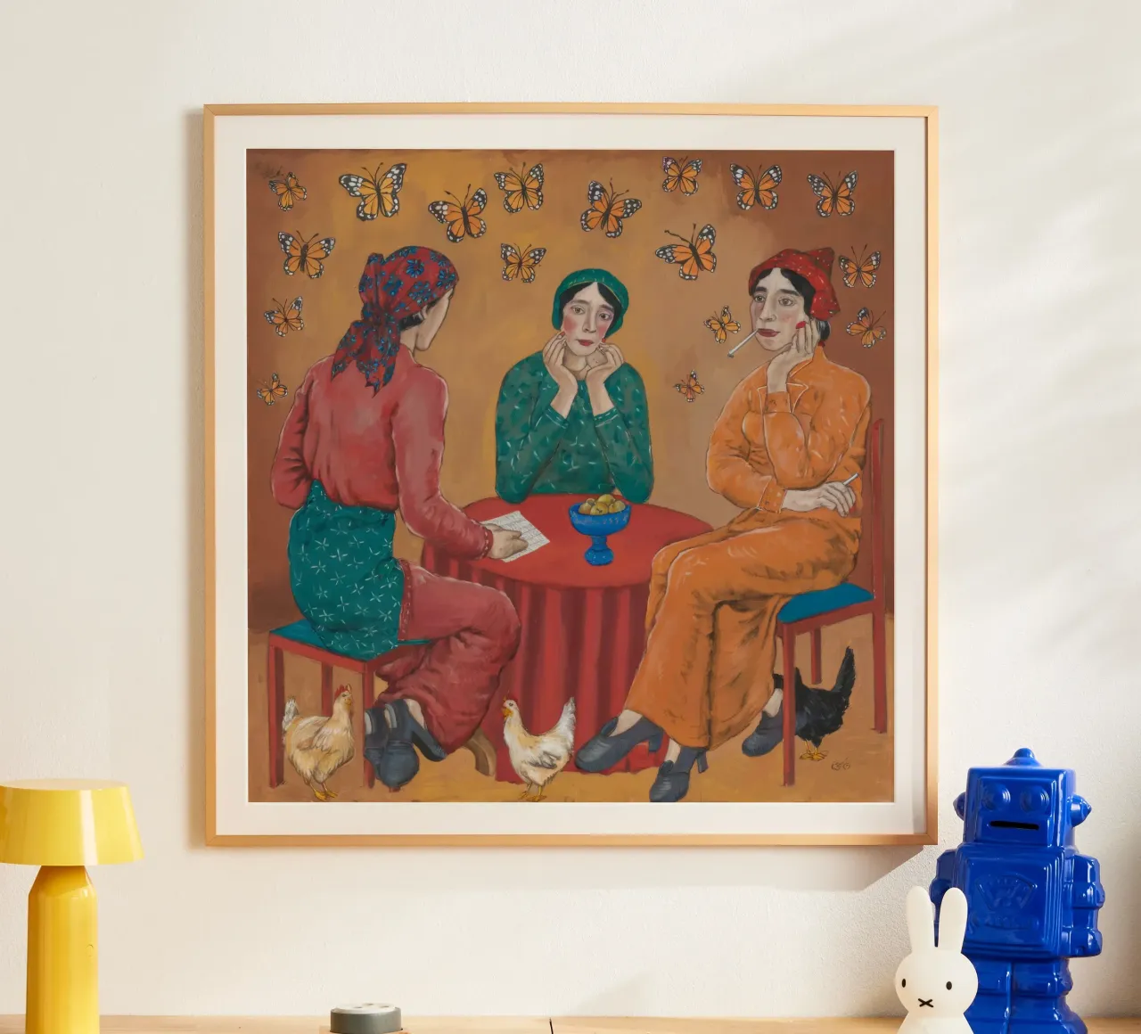 Tè alla farfalla poster con telaio in alluminio da Ebony Carpenter