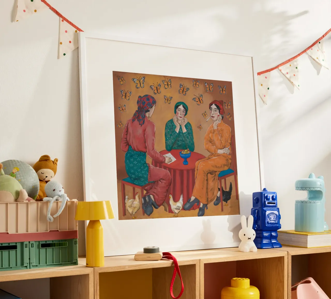 Tè alla farfalla poster con telaio in alluminio da Ebony Carpenter