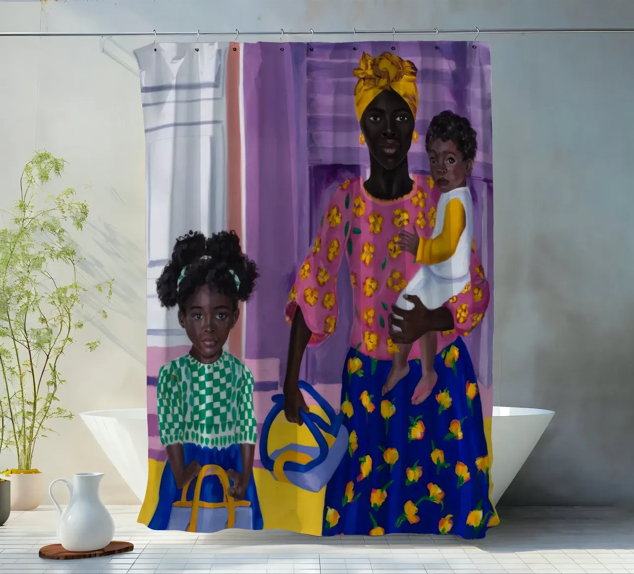 Maternal Moments shower curtain by Ebony Carpenter