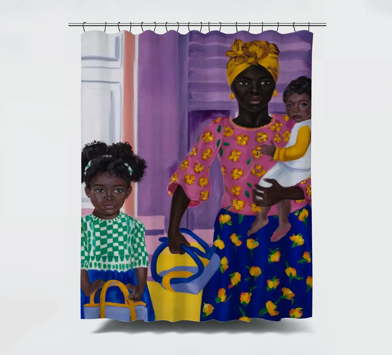 Maternal Moments shower curtain by Ebony Carpenter