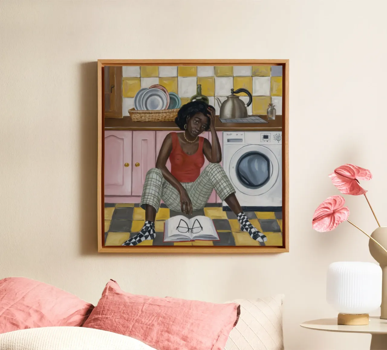 Häusliche Pause Leinwand mit Schattenfugenrahmen von Ebony Carpenter