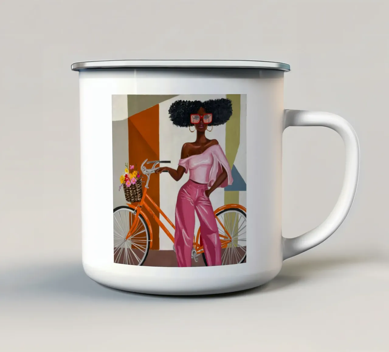 Eleganza in bicicletta tazza in smalto da Ebony Carpenter