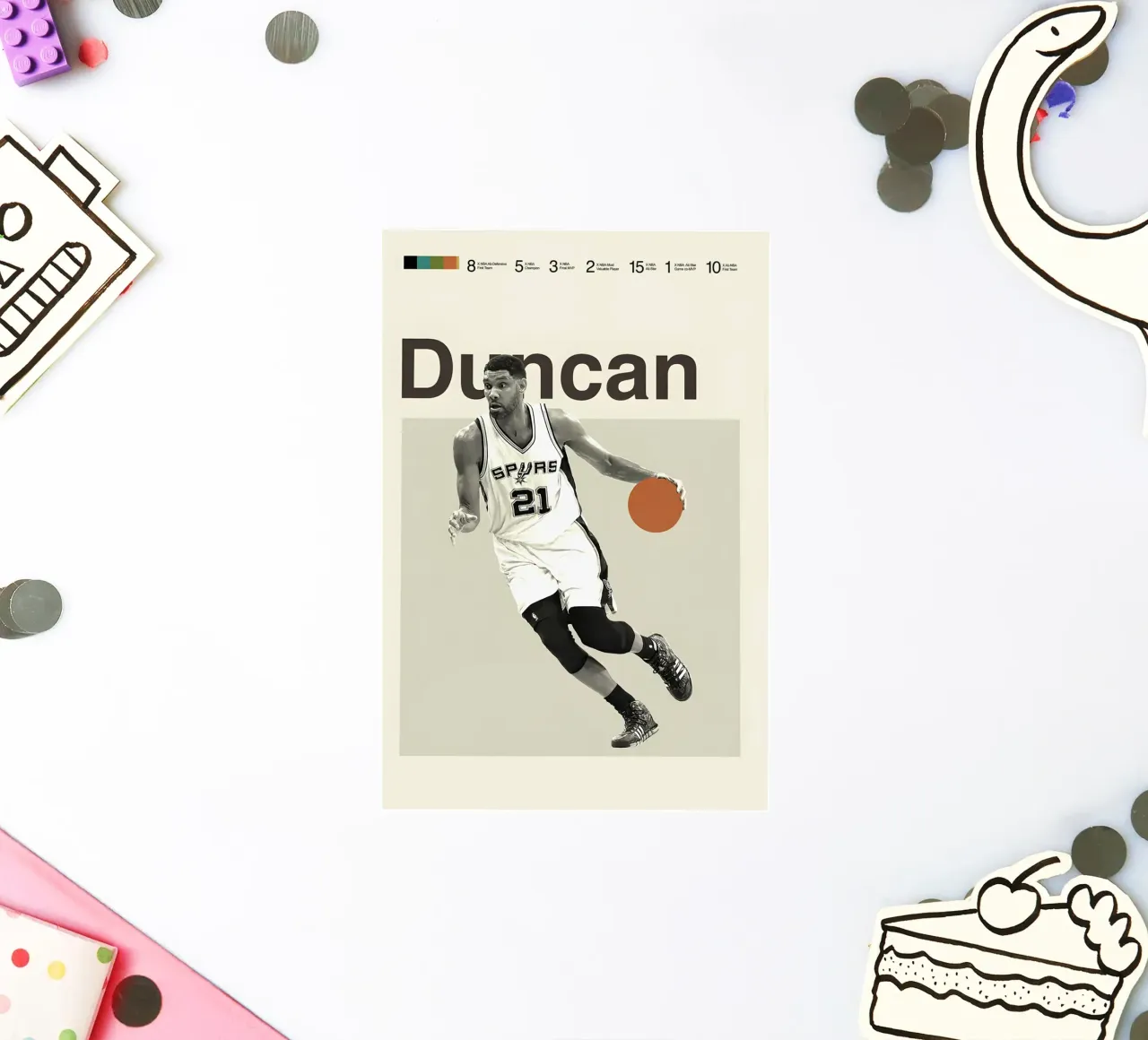 Tim Duncan adesivo da Attaboy Dsgn