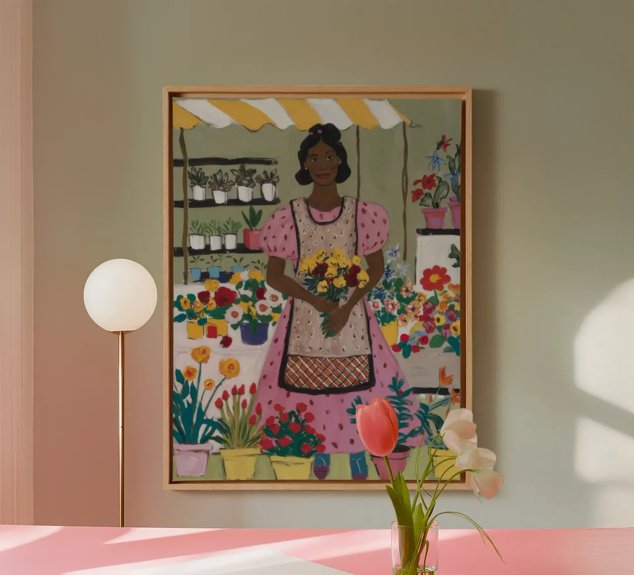 Blumenschmuck Leinwand mit Schattenfugenrahmen von Ebony Carpenter