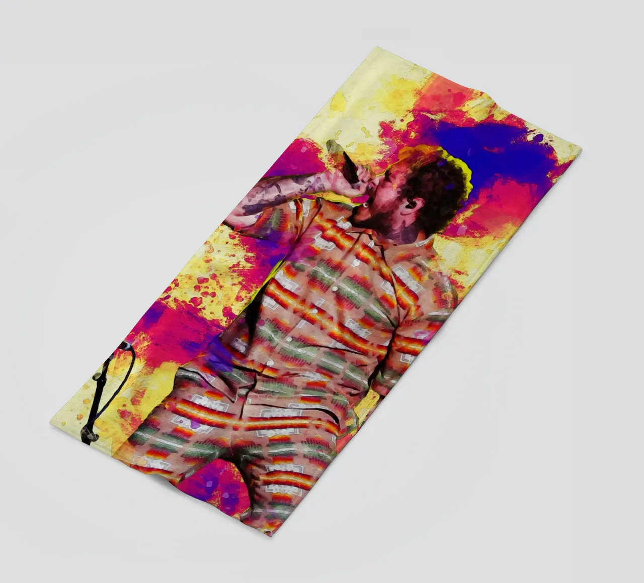 Smudge Post Malone beach towel by Gunawan Rb
